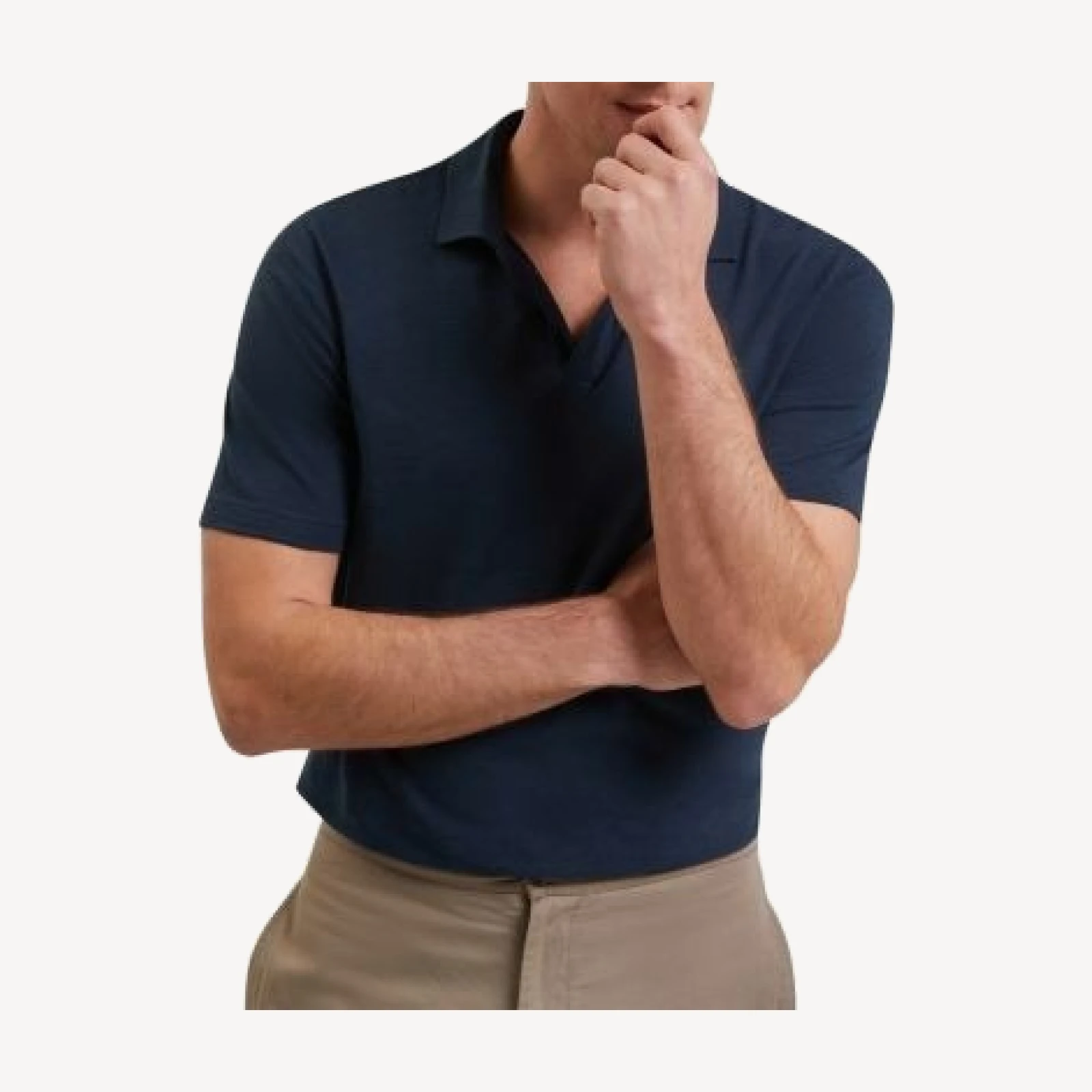 Ted Baker Anito Short Sleeve Cotton Linen Open Neck Polo