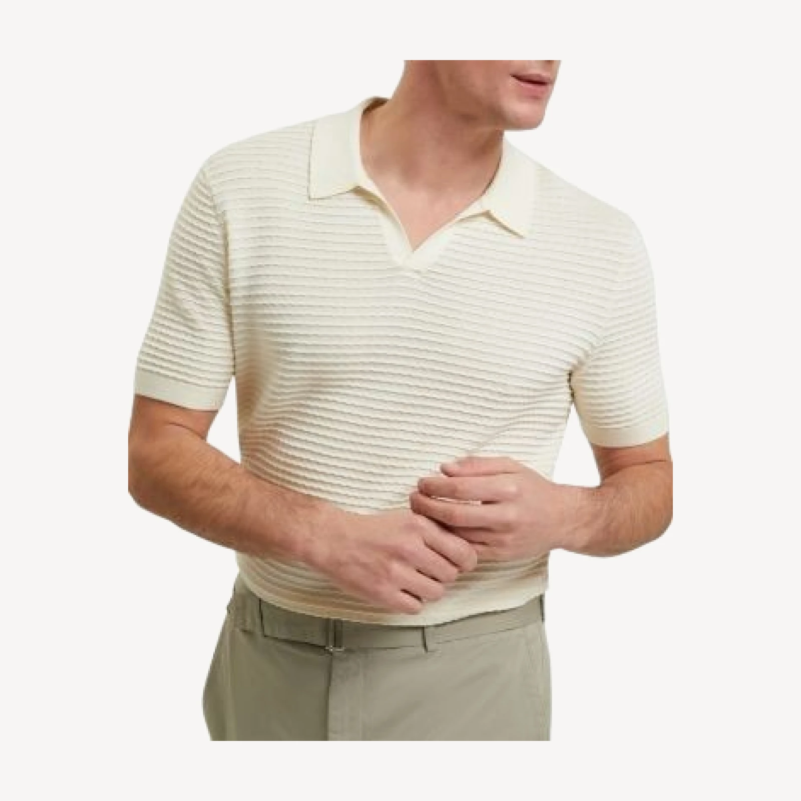 Ted Baker Bestel Short Sleeve Wavy Stitch Open Neck Polo