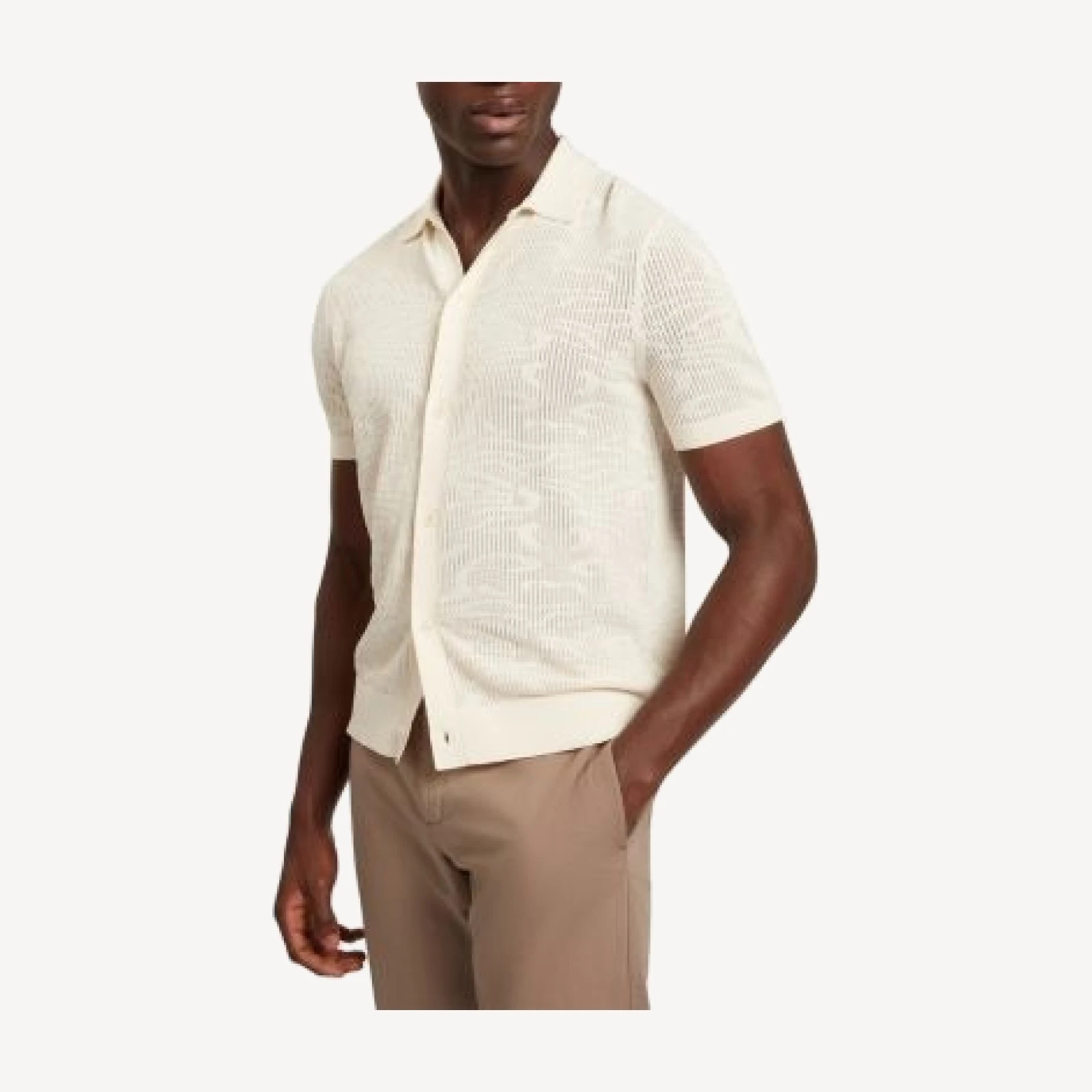 Ted Baker Jorien Short Sleeve Crochet Stitch Button Through Shirt