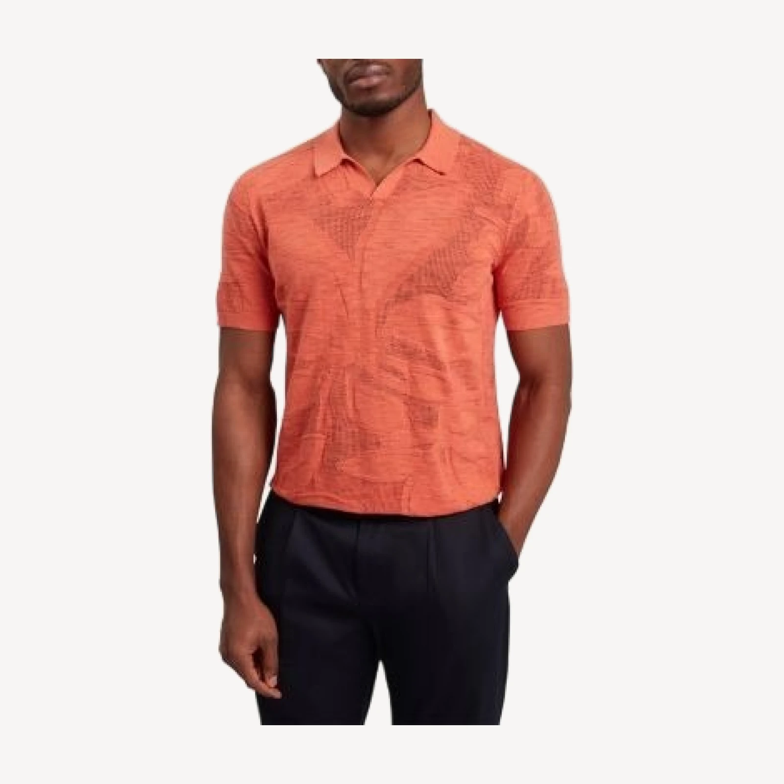 Ted Baker Sidraha Short Sleeve Open Neck Floral Jacquard Polo