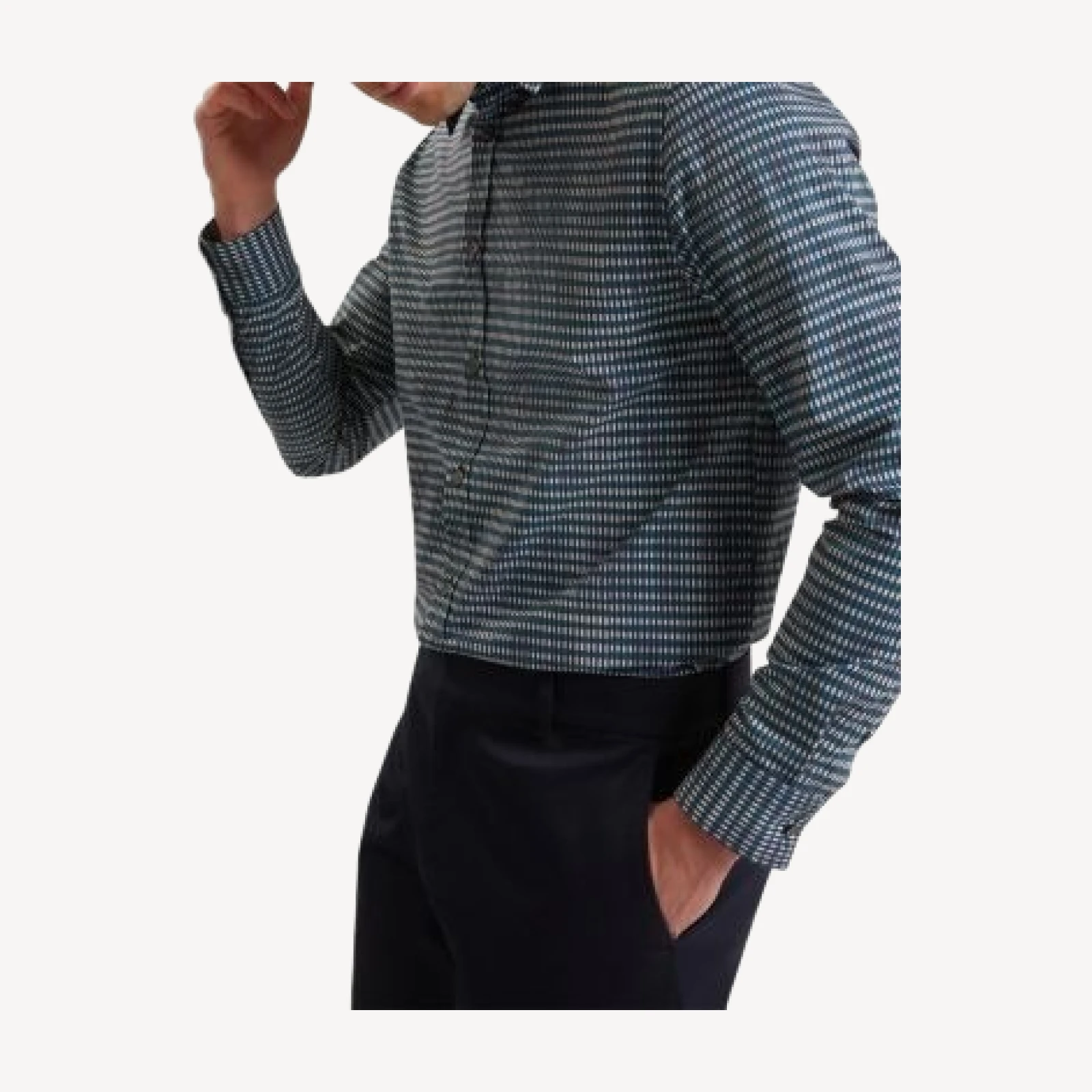 Ted Baker Huayna Long Sleeve Regular Fit Blurred Check Geo Shirt