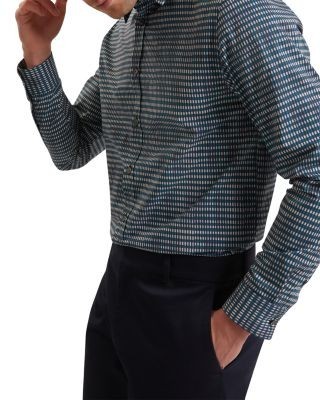 Ted Baker Huayna Long Sleeve Regular Fit Blurred Check Geo Shirt
