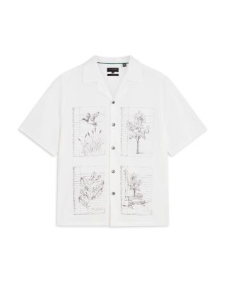 Ted Baker Gallagher Relaxed Fit Wildlife Sketch Graphic Shirt