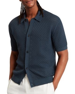 Ted Baker Domati Relaxed Fit Diamond Crochet Polo Shirt