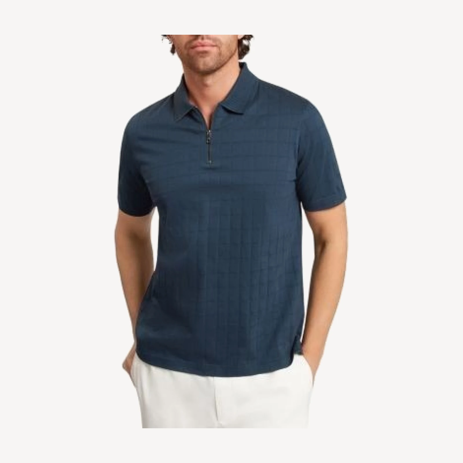 Ted Baker Victor Square Jacquard Zip Polo Shirt
