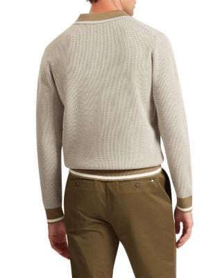 Ted Baker Buckler Long Sleeve Waffle Stitch Polo
