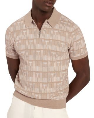 Ted Baker Nappier Short Sleeve Jacquard Zip Sweater Polo