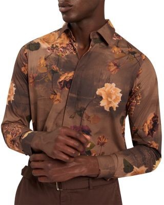Ted Baker Hadwin Relaxed Painted Floral Print Shirt