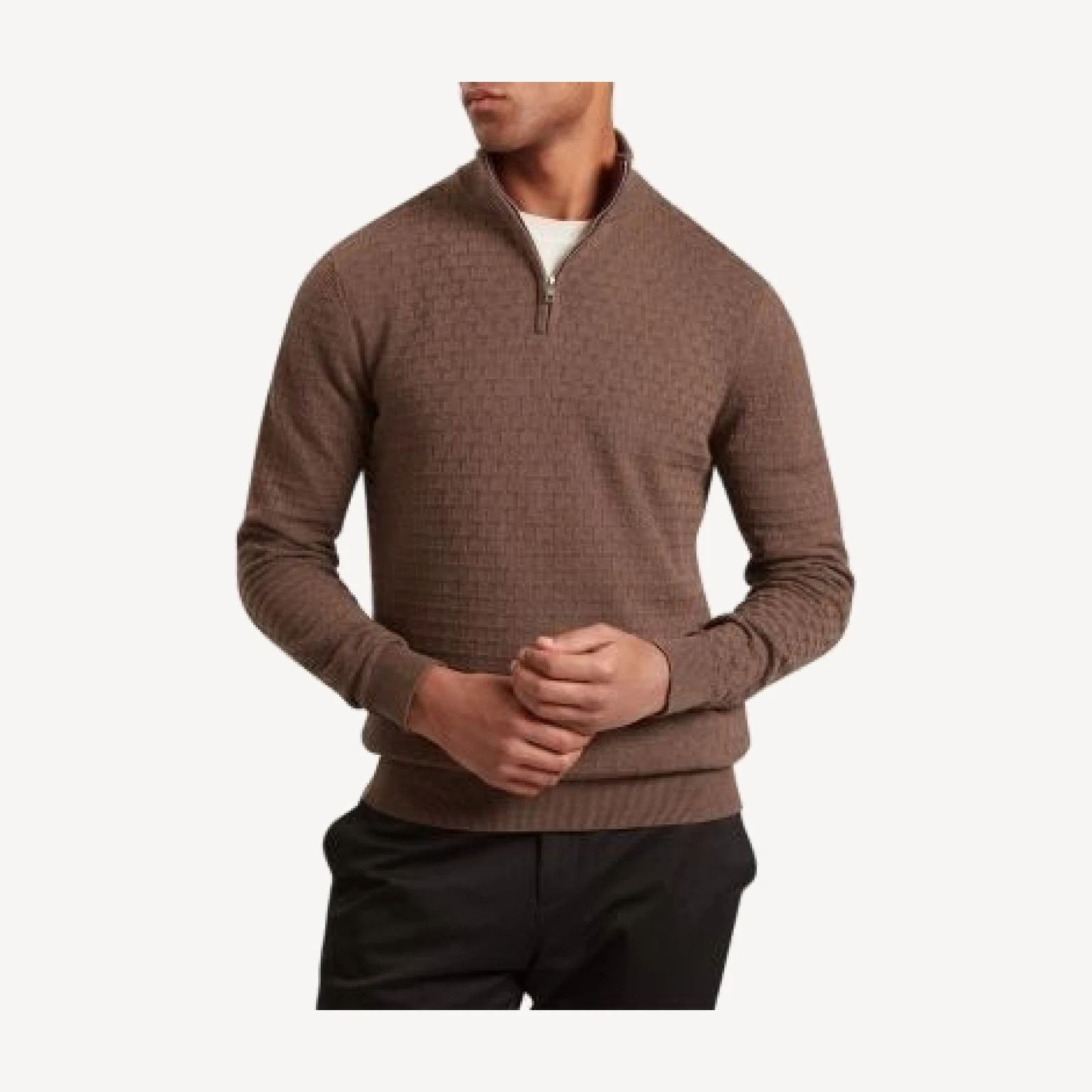 Ted Baker Jeremee T Stitch Half Zip Cotton Wool Sweater