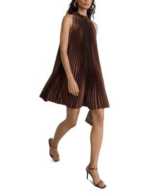 Reiss Astrid Pleated Satin Mini Dress
