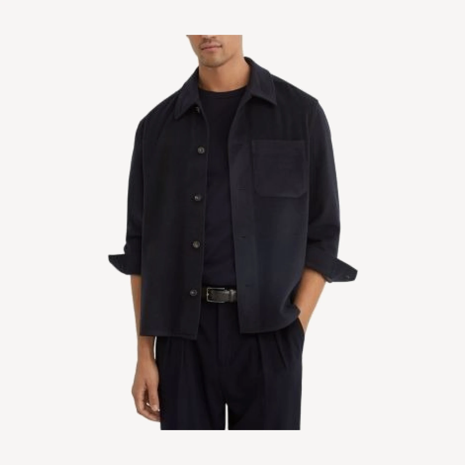 Reiss Collin Point Collar Brushed Pocket Overshirt
