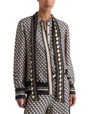 Reiss Carmine Scarf Neck Satin Shirt