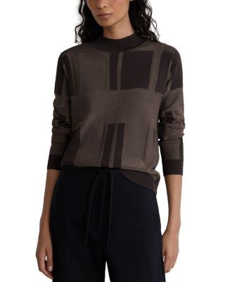 Reiss Faro Geometric Jacquard Mock Neck Sweater