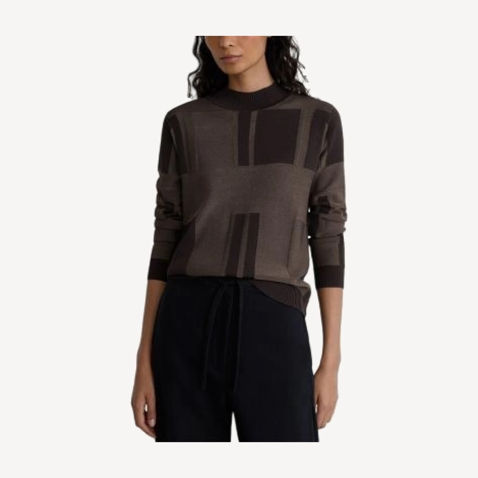 Reiss Faro Geometric Jacquard Mock Neck Sweater