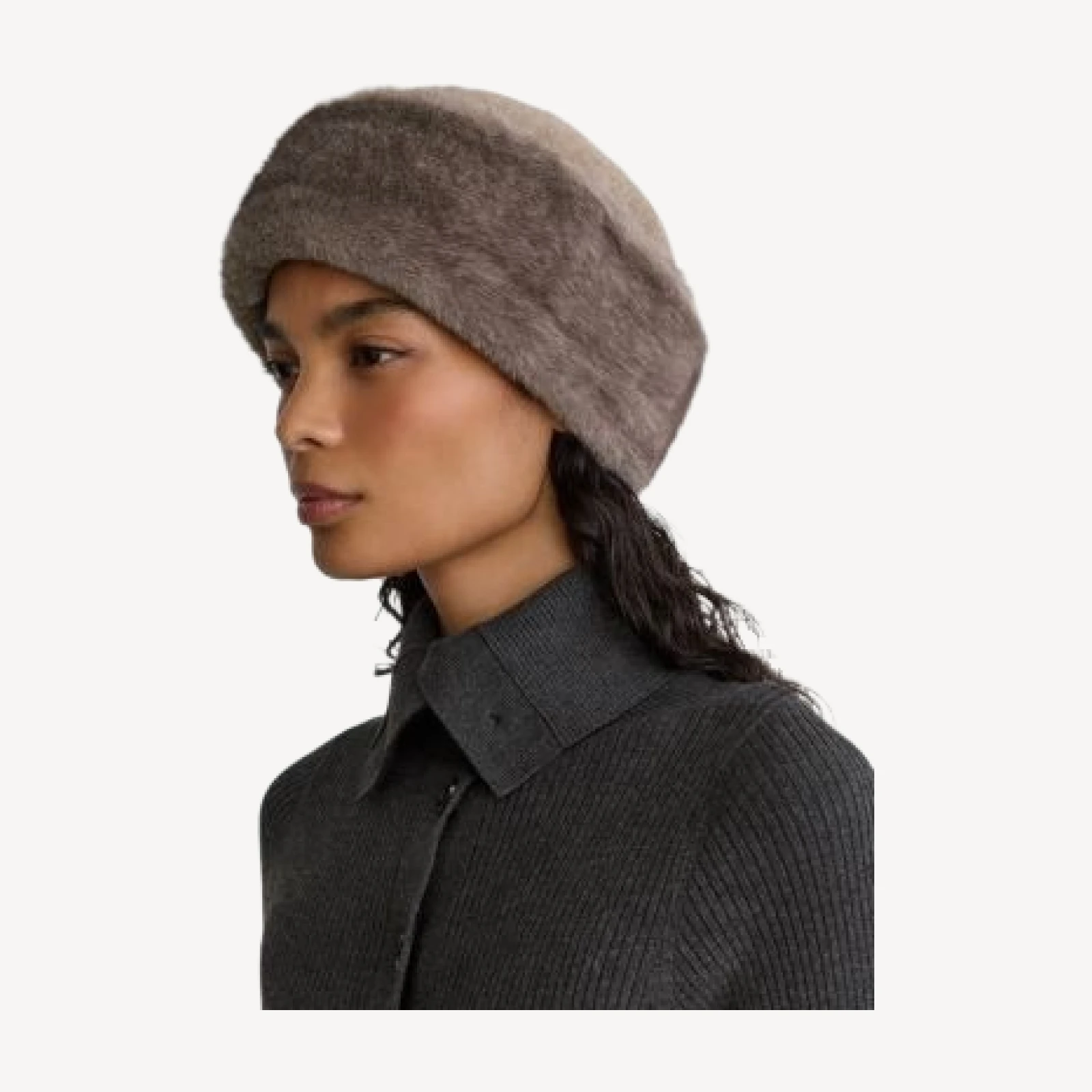 Reiss Serena Faux Fur & Wool Roller Hat