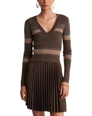 Reiss Carly Pleated Wool Blend Mini Dress
