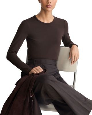Reiss Jada Cotton Stretch Crewneck Long Sleeve Top
