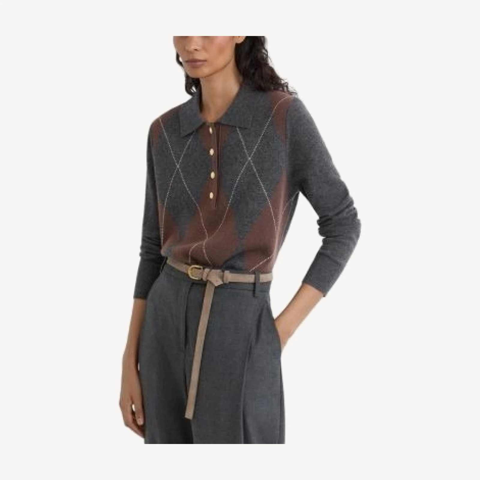 Reiss Avery Argyle Wool & Cashmere Sweater