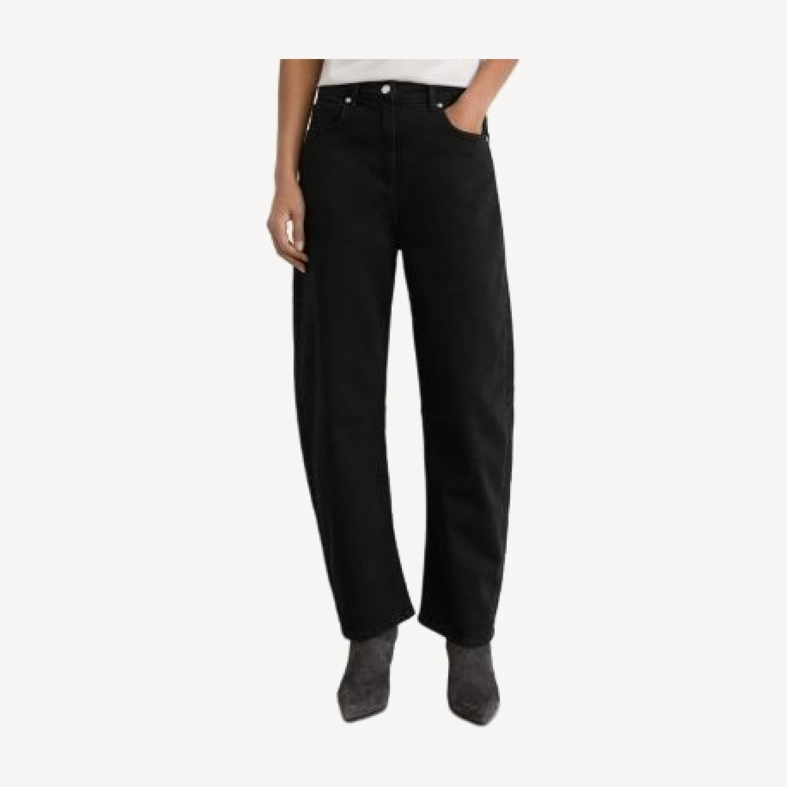 Reiss Levitt High Rise Cropped Barrel Jeans in Black