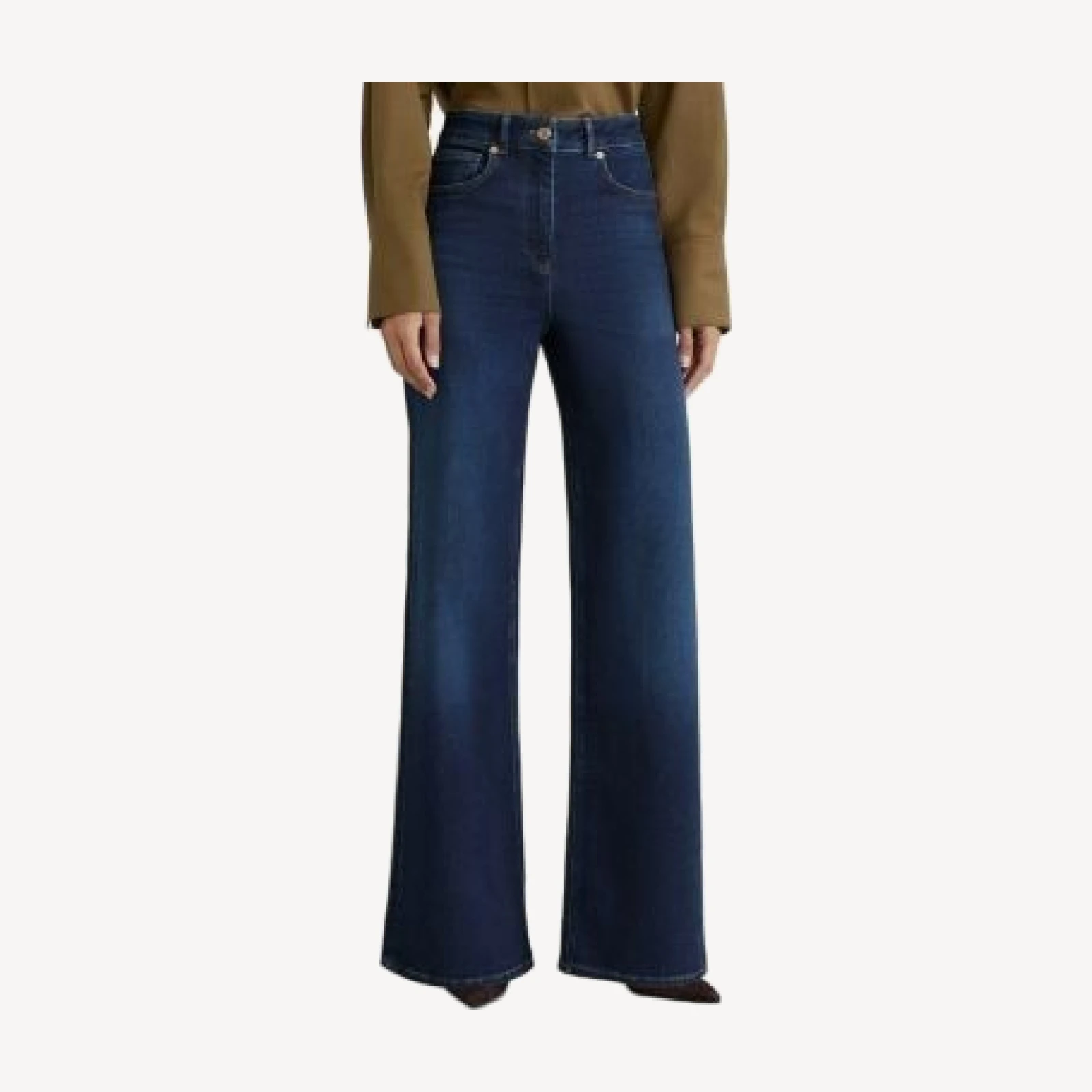 Reiss Jas High Rise Wide Leg Jeans in Dark Blue