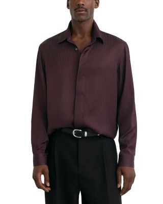 Reiss Herringbone Stripe Point Collar Shirt