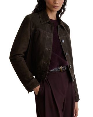 Reiss Callie Suede Trucker Jacket