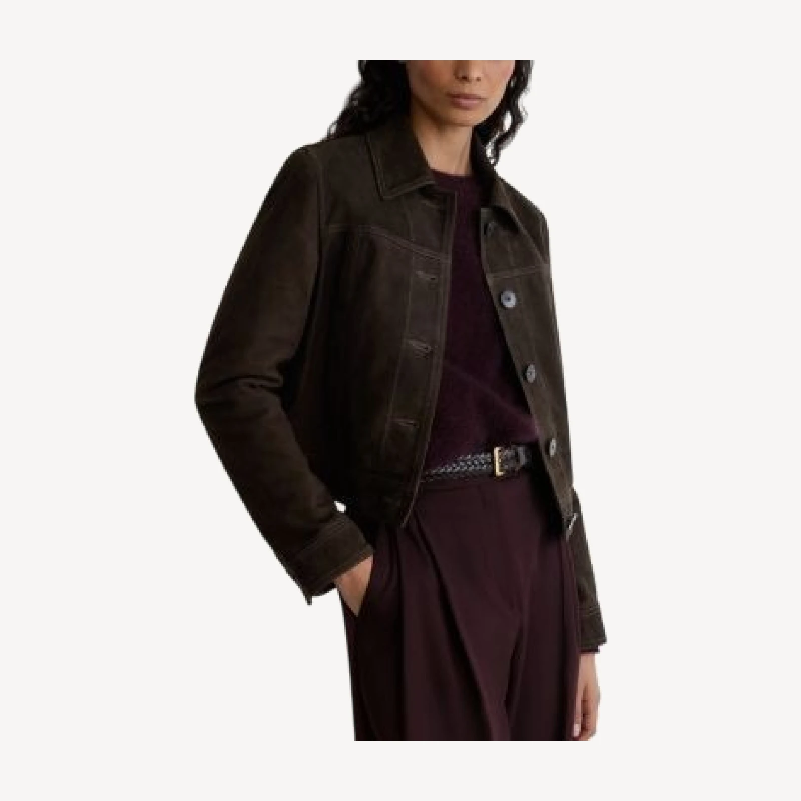 Reiss Callie Suede Trucker Jacket