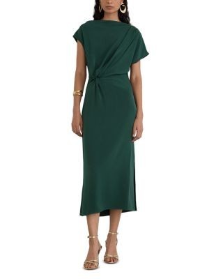 Reiss Beth Draped Side Slit Midi Dress