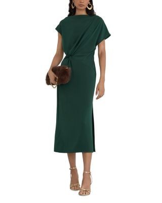 Reiss Petites Beth Draped Side Slit Midi Dress