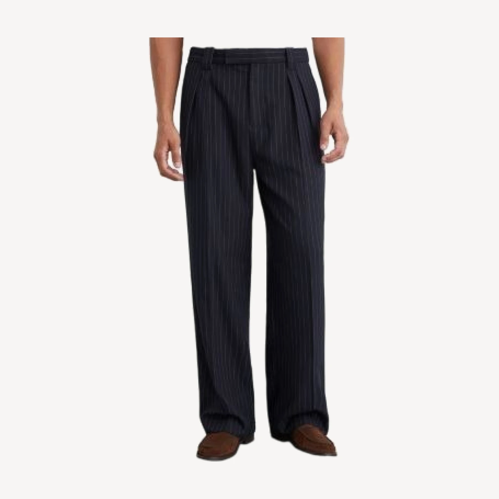 Reiss Relaxed Fit Fund Pleated Pinstripe Trousers