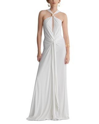 Reiss Fortuna Halter Draped Maxi Dress