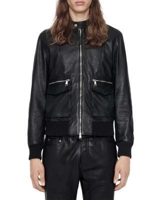 Allsaints Hiro Bomber Zip Leather Jacket