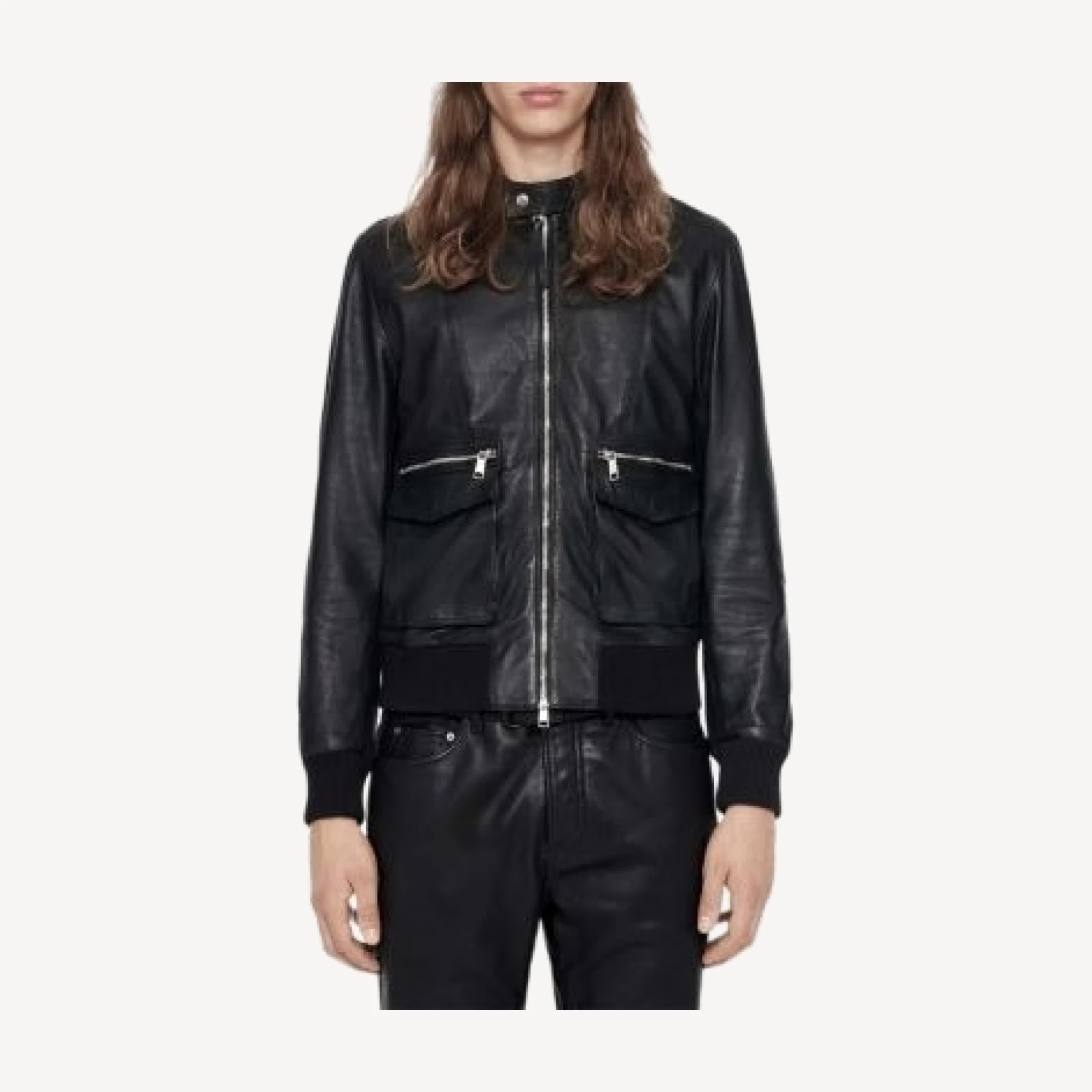 Allsaints Hiro Bomber Zip Leather Jacket