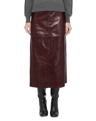 Allsaints Olivia Leather Paneled Midi Skirt