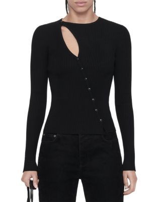 Allsaints Cruz Cutout Asymmetrical Button Front Top