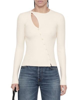 Allsaints Cruz Cutout Asymmetrical Button Front Top