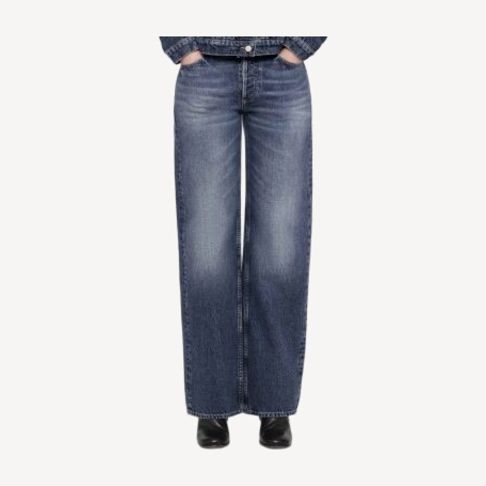 Allsaints Cohen High Rise Straight Jeans in Light Indigo