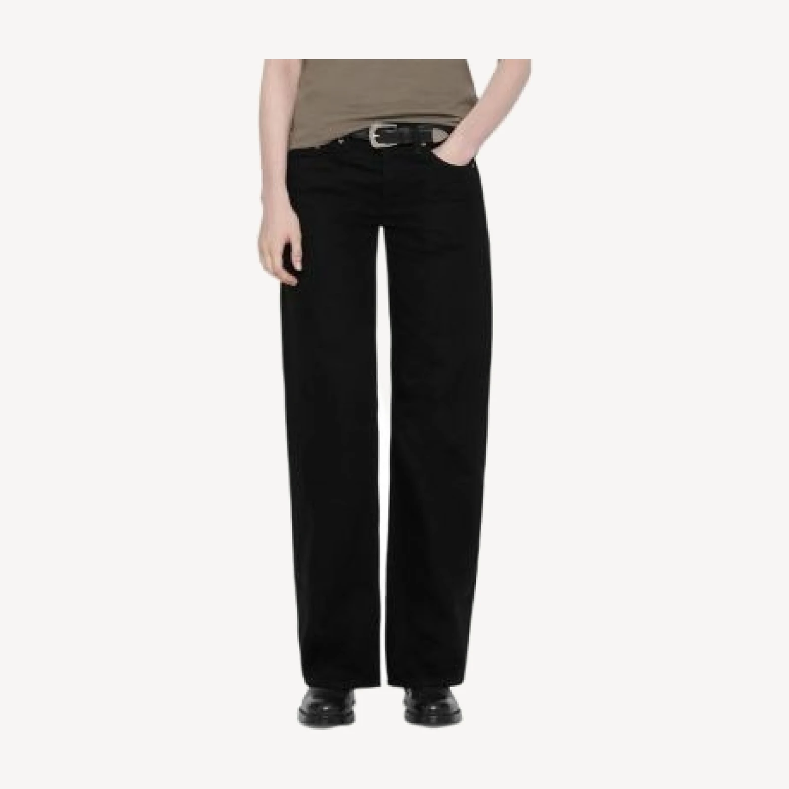 Allsaints Nico Low Rise Wide Leg Jeans in Jet Black