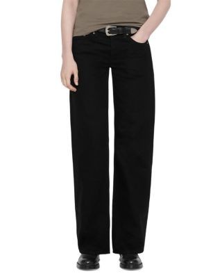 Allsaints Nico Low Rise Wide Leg Jeans in Jet Black