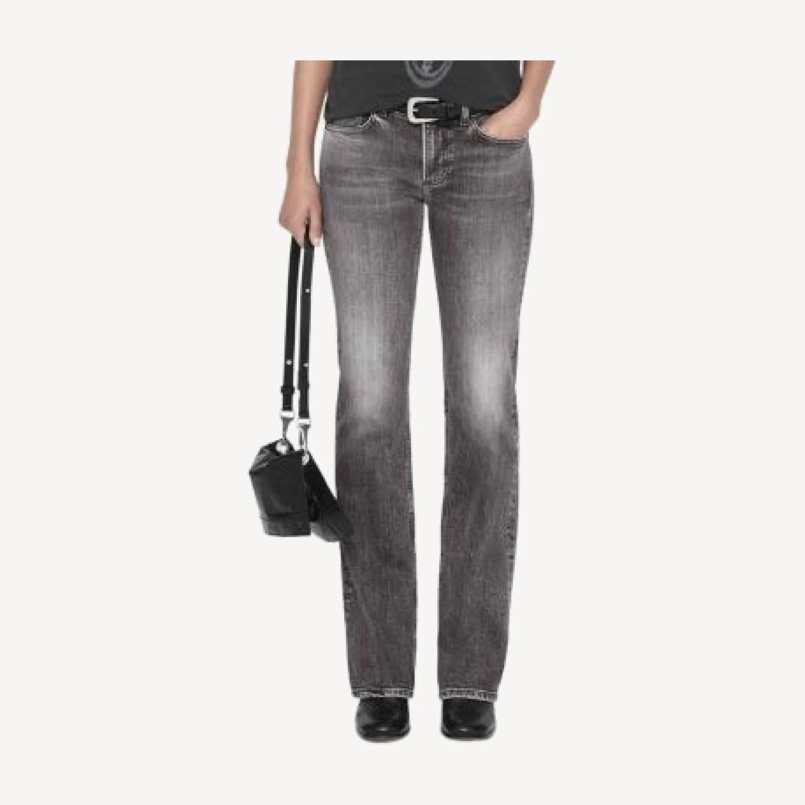 Allsaints Zoe Mid Rise Slim Bootcut Jeans in Washed Grey