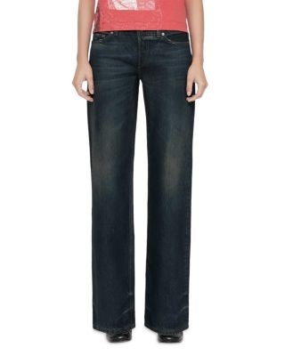Allsaints Nico Low Rise Wide Leg Jeans in Tinted Dark Indigo