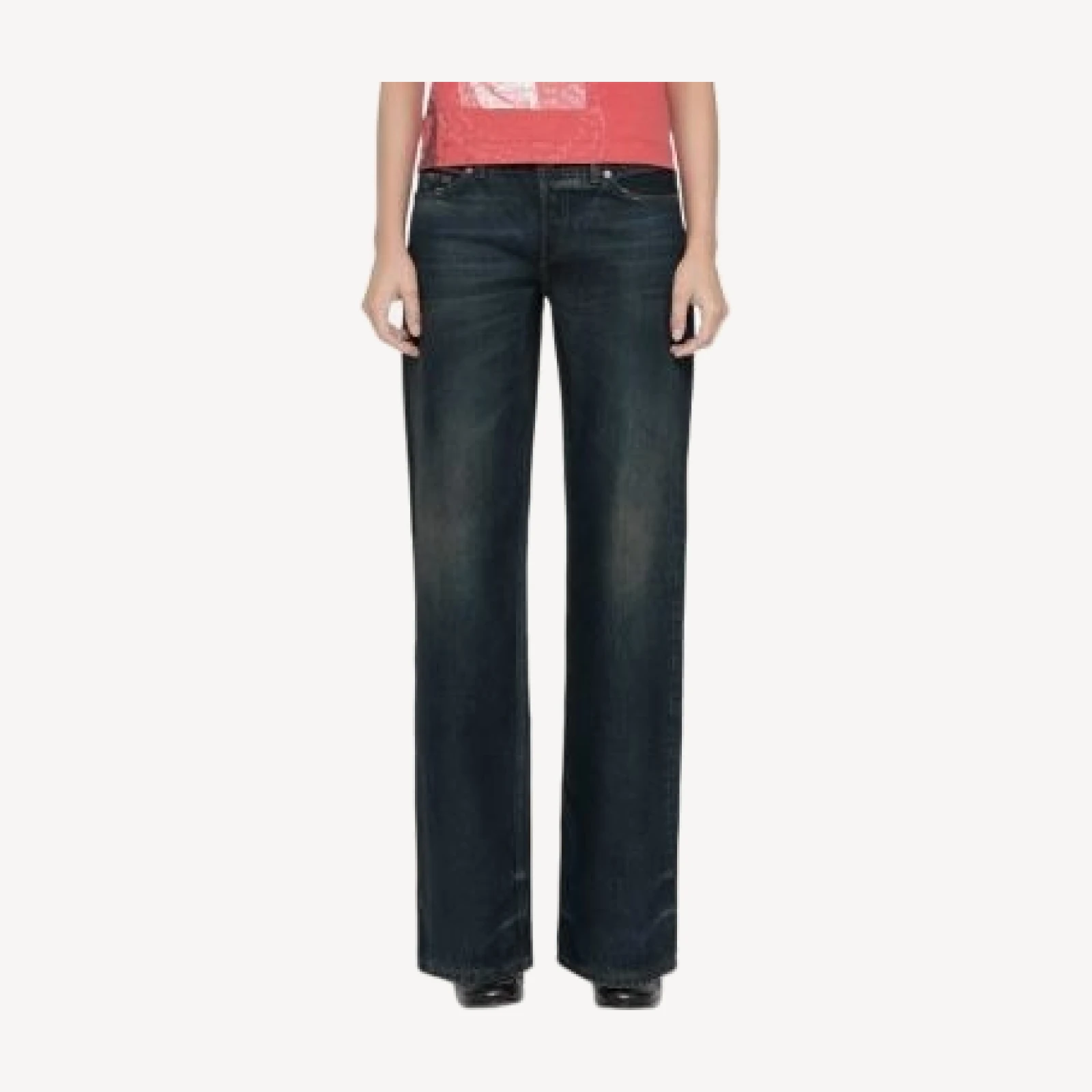 Allsaints Nico Low Rise Wide Leg Jeans in Tinted Dark Indigo