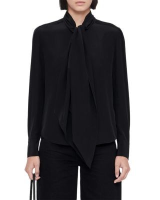 Allsaints Iris Silk Tie Neck Shirt