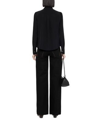 Allsaints Iris Silk Tie Neck Shirt