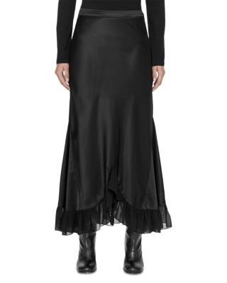 Allsaints Irma Satin Sheer Hem Skirt