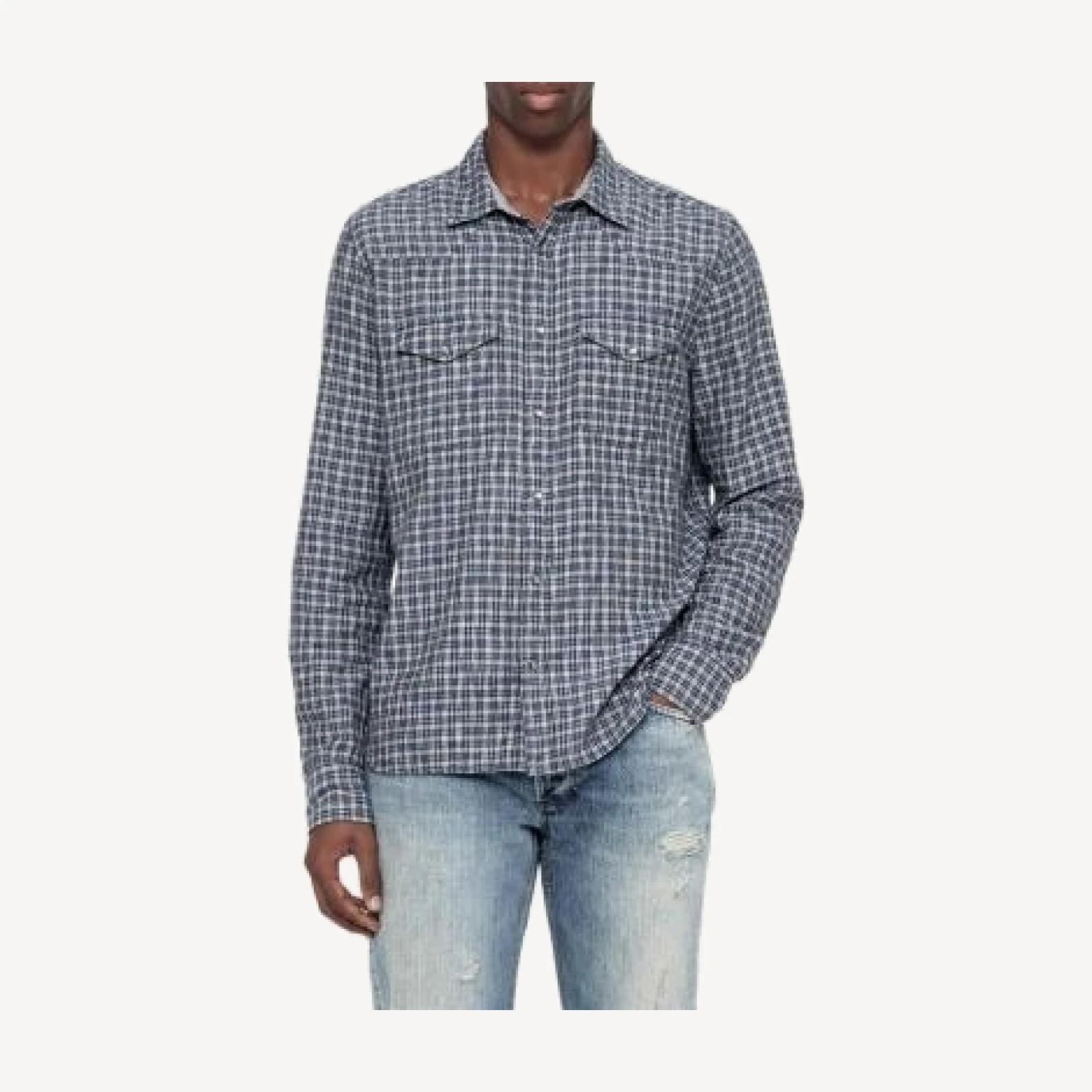 Allsaints Court Cotton Check Pocket Shirt