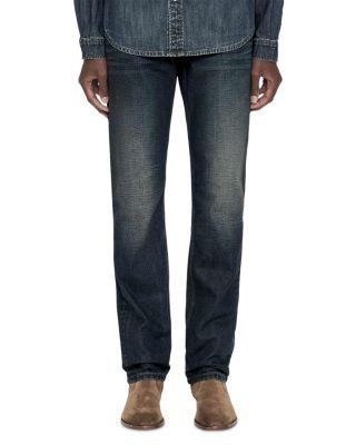 Allsaints Faded Cotton Slim Straight Fit Jeans in Tinted Dark Indigo