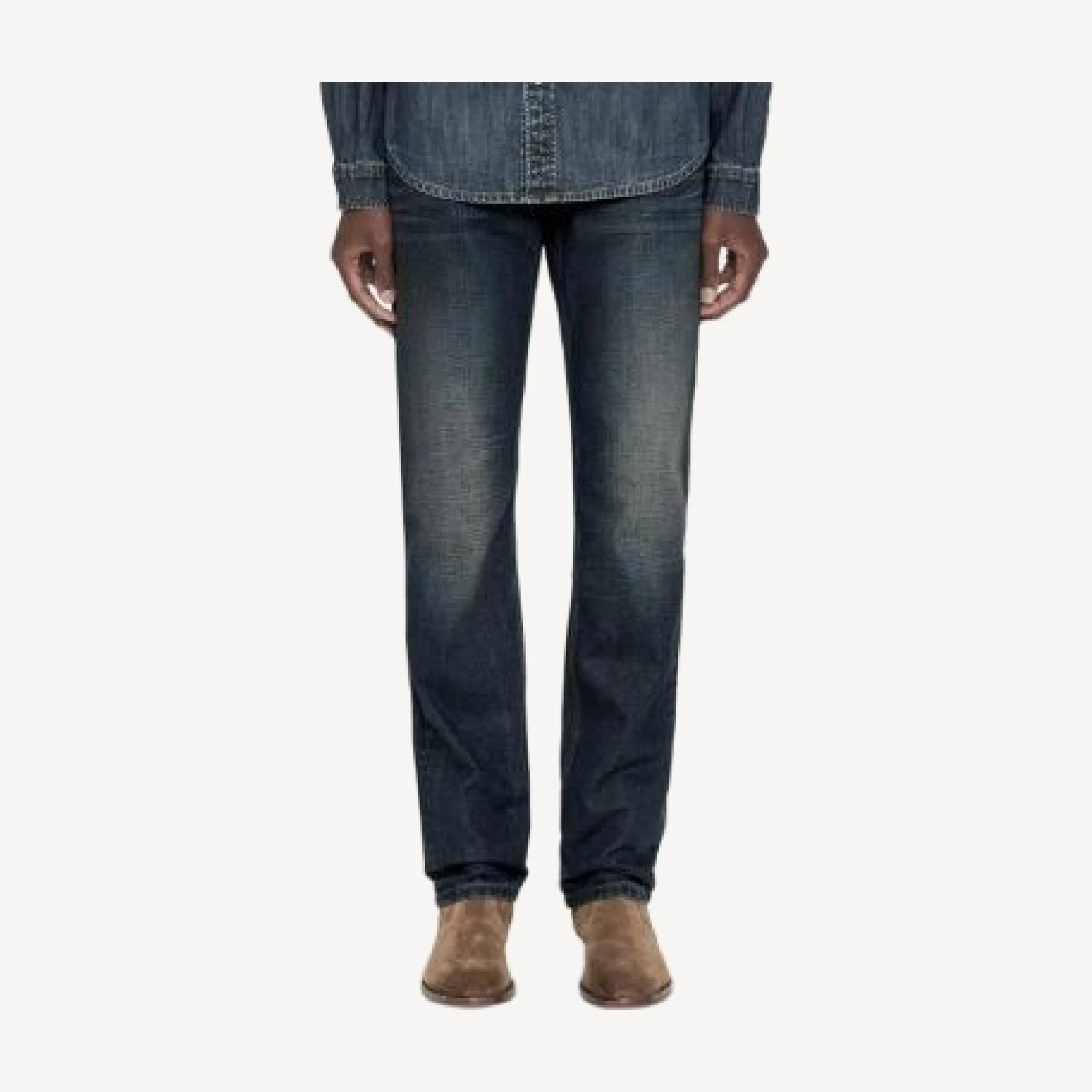 Allsaints Faded Cotton Slim Straight Fit Jeans in Tinted Dark Indigo