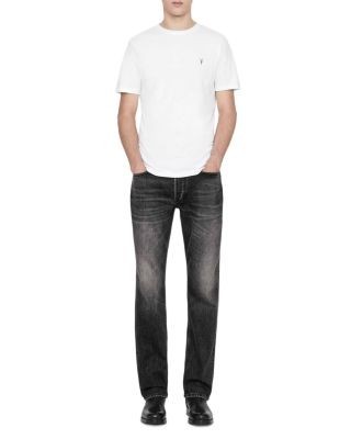 Allsaints Cotton Slim Straight Fit Jeans in Washed Black