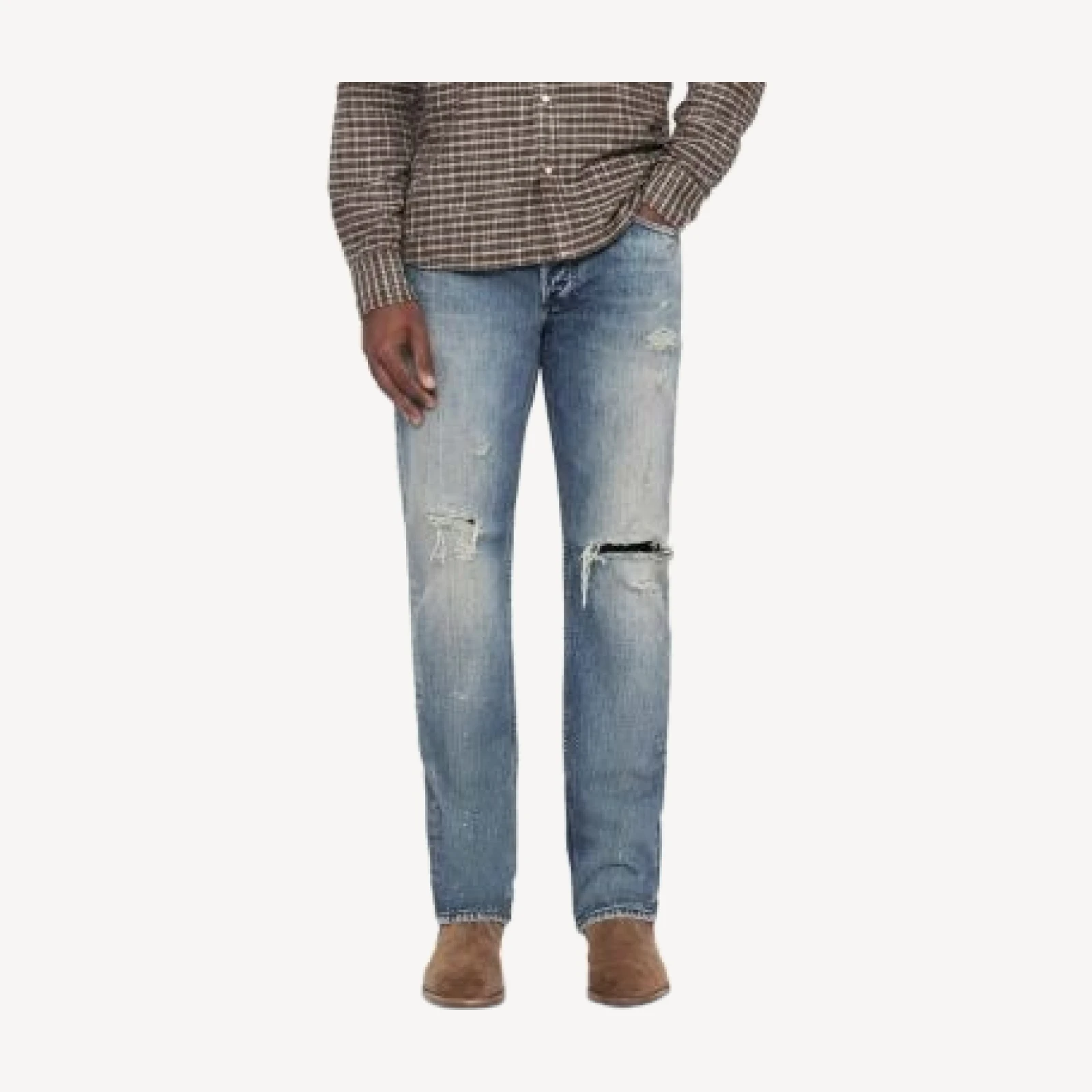 Allsaints Cotton Slim Straight Fit Jeans in Destroy Indigo